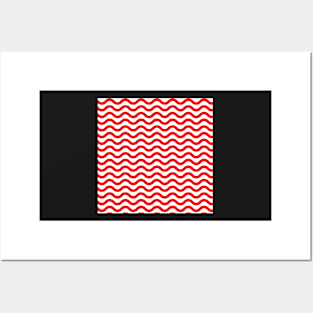 Red Wavy Lines Repeat Pattern Posters and Art